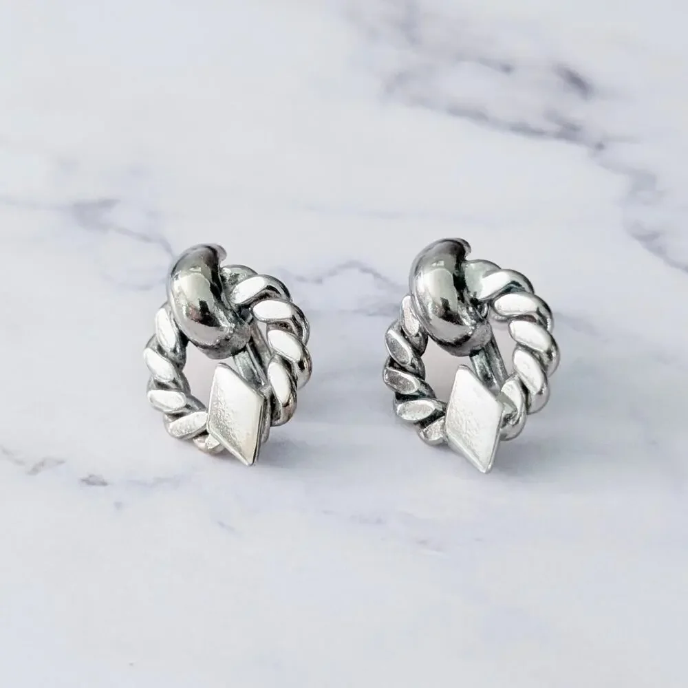 Vintage Screw On Earrings Silver Tone - Small Mark